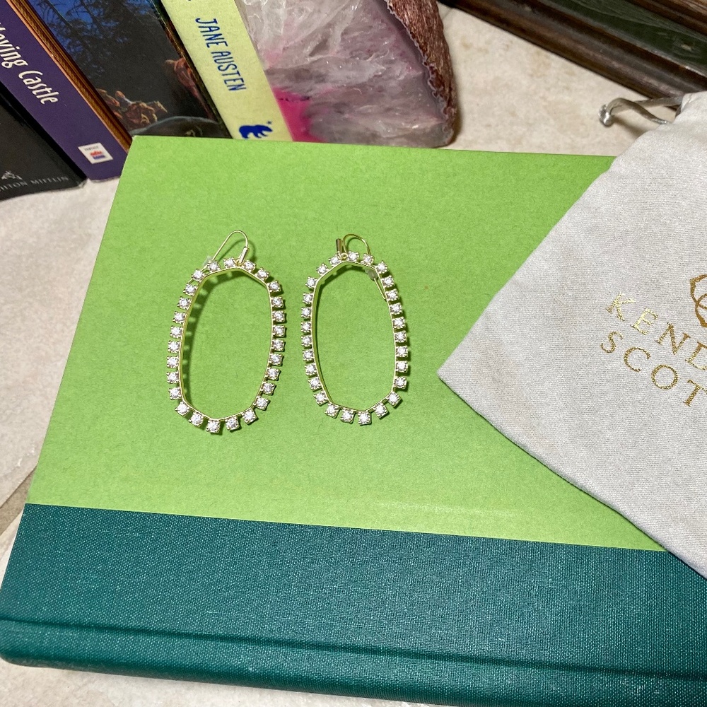 Kendra Scott Crystal Open Frame Danielle Earrings in Gold